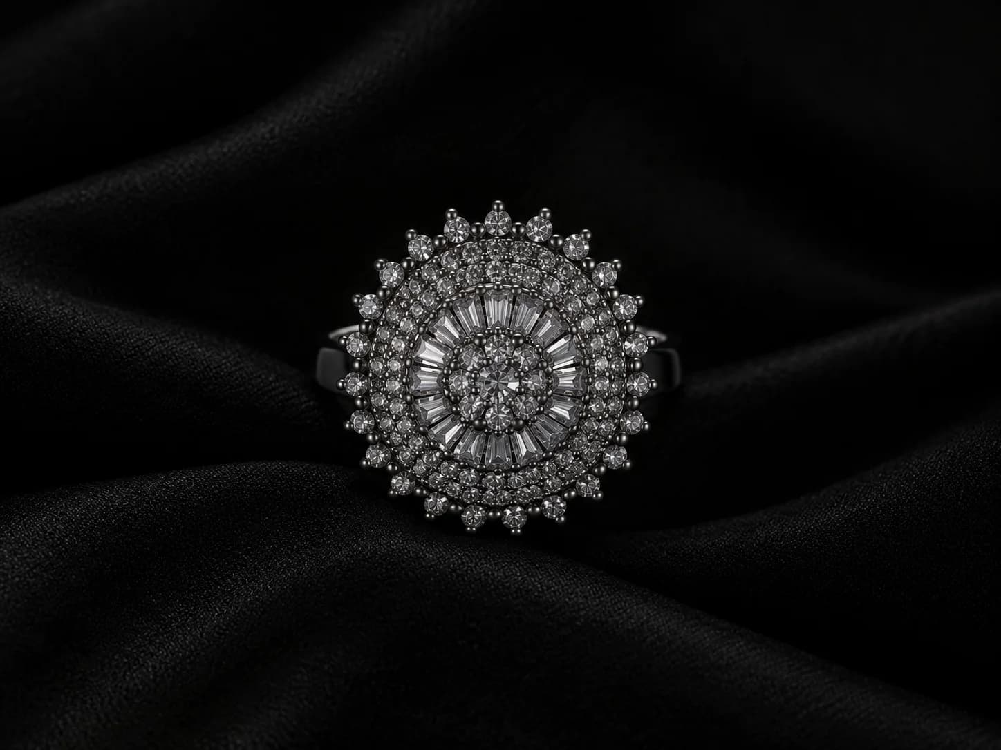 Silver Crystal Finger Ring