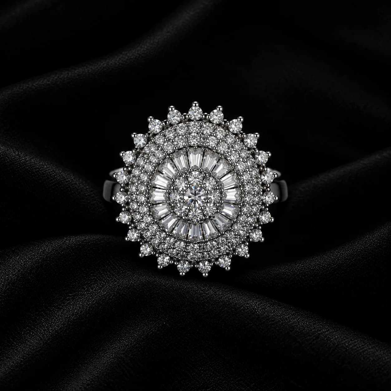 Silver Crystal Finger Ring