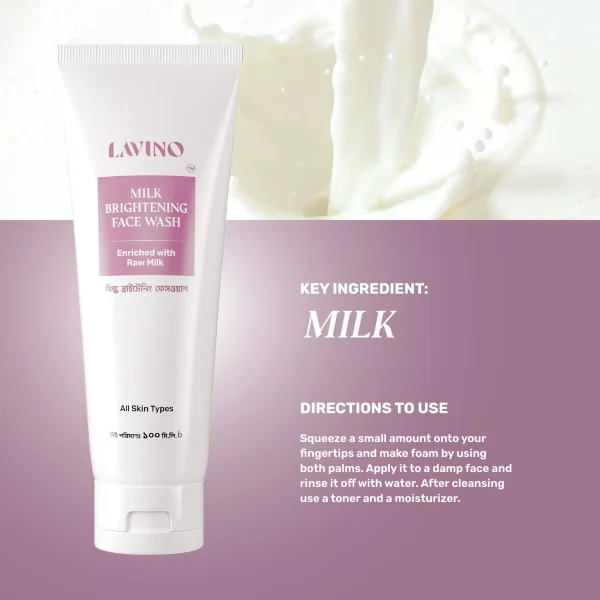 Lavino Milk Brightening Face Wash A Content t Milk 2 scaled