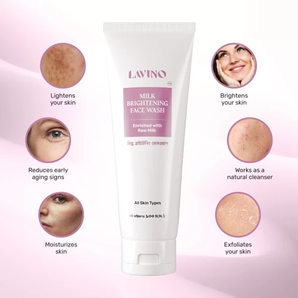 Lavino Milk Brightening Face Wash A Content t Milk 3 scaled